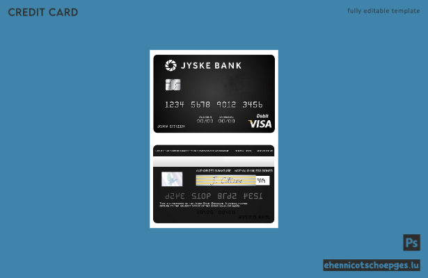Beispielvorschau für eine Visa-Debitkarte der dänischen Jyske Bank